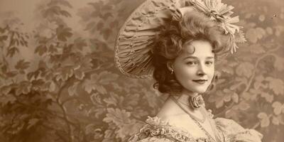 woman in dress 19th century stylization vintage photo