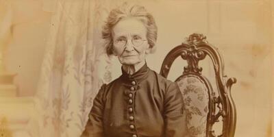 elderly woman in dress 19th century stylization vintage photo