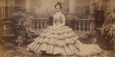 woman in dress 19th century stylization vintage photo