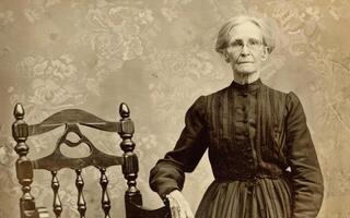 elderly woman in dress 19th century stylization vintage photo