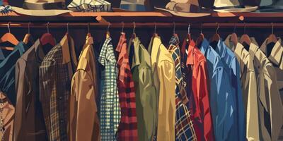 clothes on hangers in a vintage store photo