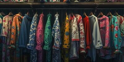 clothes on hangers in a vintage store photo