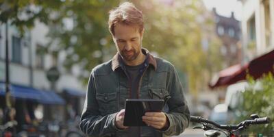 businessman using tablet photo