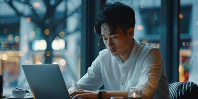 businessman working at laptop photo