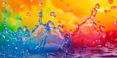 psychedelic background with rainbow colors splashes photo