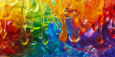 psychedelic background with rainbow colors splashes photo