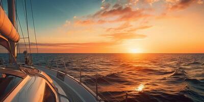 the yacht sails into the sunset photo