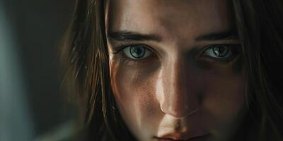close-up portrait of a woman photo