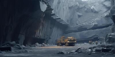 excavators working in a quarry photo