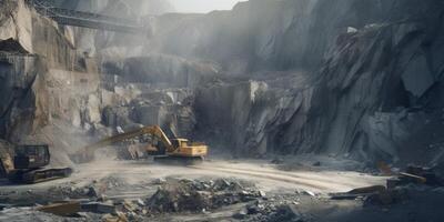 excavators working in a quarry photo