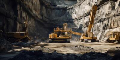 excavators working in a quarry photo