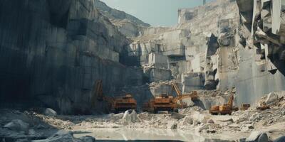 excavators working in a quarry photo