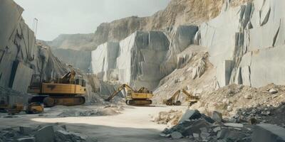 excavators working in a quarry photo