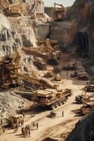 excavators working in a quarry photo