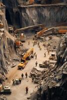 excavators working in a quarry photo