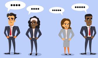 Group of business people have a discussion with speech bubbles above vector