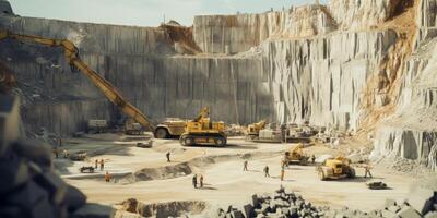 excavators working in a quarry photo