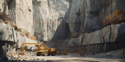 excavators working in a quarry photo