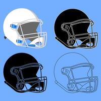 American football sports helmet, silhouette knockout, black and white, color and transparent versions vector