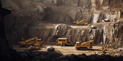 excavators working in a quarry photo