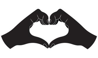 Silhouette of two Hands in the shape of a heart isolated on a white background vector