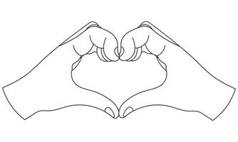 Outline of two Hands in the shape of a heart in a cartoon style isolated on a white background vector