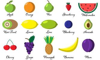 Fresco Fruta lista con texto debajo, salud y bien siendo clipart vector