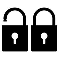 Silhouette of padlock with key hole one open and one closed. Security or privacy element vector