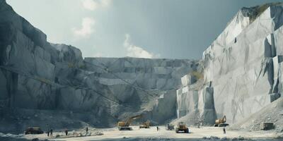 excavators working in a quarry photo