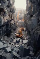 excavators working in a quarry photo