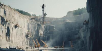 excavators working in a quarry photo