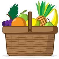 Healthy basket full of fresh fruit vector