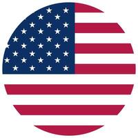 Circular shaped US flag isolated on white background, Flag of the USA vector