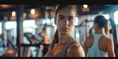 mujer en el gimnasio aptitud foto