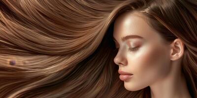 beautiful shiny long women's hair shine photo