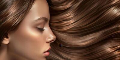 beautiful shiny long women's hair shine photo