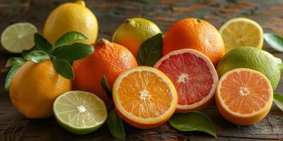 sliced citrus orange tangerine lime photo