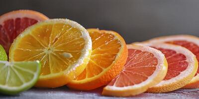 sliced citrus orange tangerine lime photo