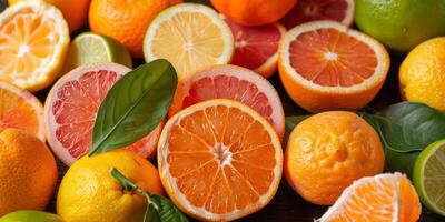 sliced citrus orange tangerine lime photo