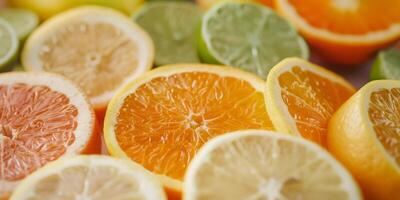 sliced citrus orange tangerine lime photo