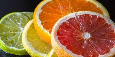 sliced citrus orange tangerine lime photo