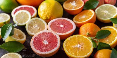 sliced citrus orange tangerine lime photo