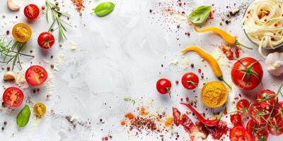 vegetables on a marble table top view photo