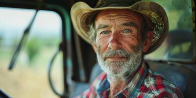 Farmer in a tractor photo