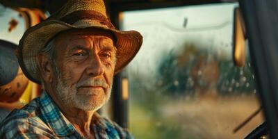 Farmer in a tractor photo