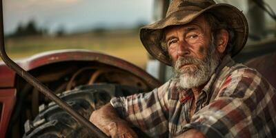 Farmer in a tractor photo