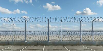 barbed wire fence in prisons photo