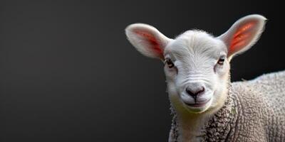 sheep on a black background close-up photo