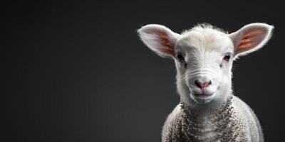 sheep on a black background close-up photo