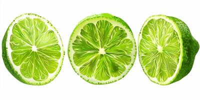 cut lime on white background illustration photo